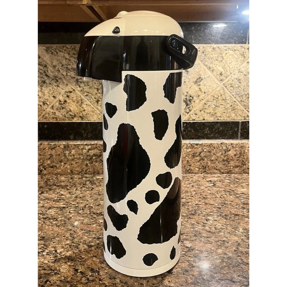 Vintage 1992 Kamenstein Cow Spot Print Carafe Beverage Dispenser w/ Lid